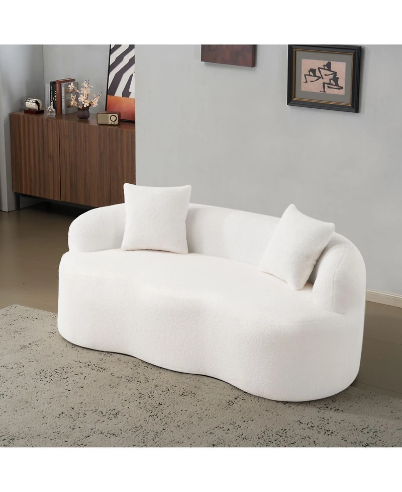Streamdale Furniture Cream Curved Loveseat Sofa with Pillows - Small Space