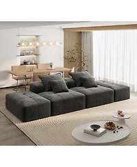 Streamdale Furniture Modern Chenille Sectional Sofa w/ 2 Ottomans & Pillows - Black