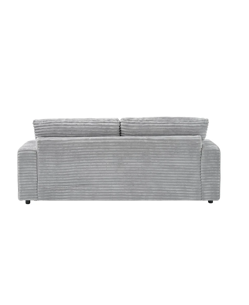 Streamdale Furniture + Sofa + Grey Corduroy + Storage Legs & 4 Pillows