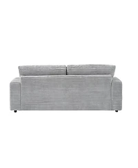 Streamdale Furniture + Sofa + Grey Corduroy + Storage Legs & 4 Pillows