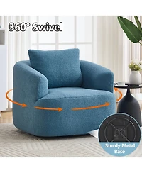 Streamdale Furniture Streamdale Swivel Teddy Fleece Comfy Chair with Pillow