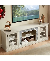 Streamdale Furniture 70" Modern Tv Stand, Faux Stone Media Console, White