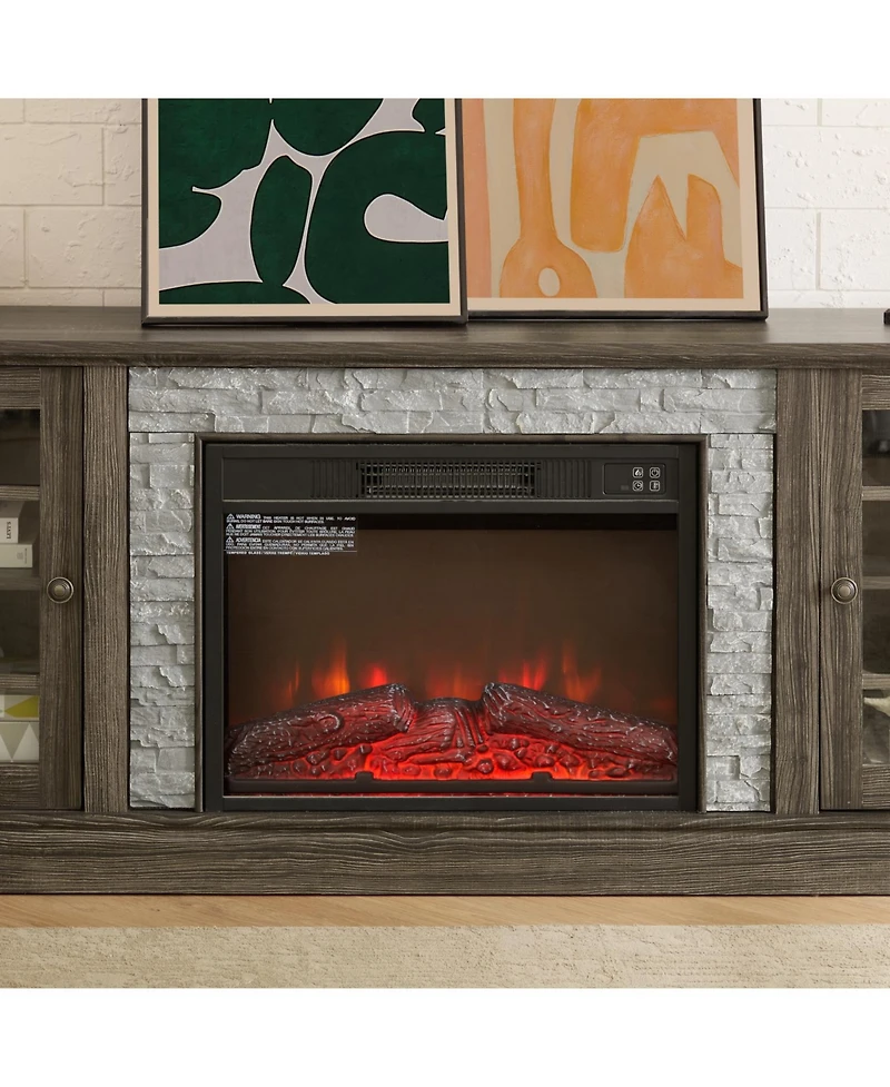 Streamdale Furniture Streamdale 70" Tv Stand with Fireplace & Storage, Grey Media Console