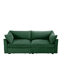 Streamdale Furniture Green Chenille 2-Seater Sofa with Pull-Out Storage