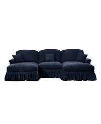 Streamdale Furniture Streamdale Comfy Modular U-Shape Chenille Sectional Sofa with Ottomans - Blue