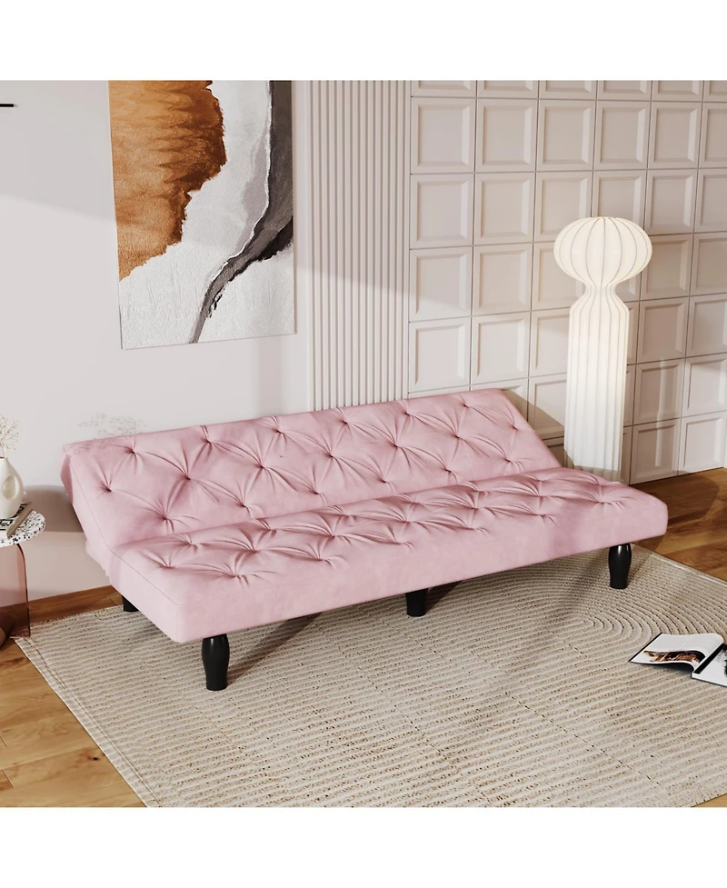 Streamdale Furniture 66" Pink Velvet Sofa Bed