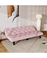 Streamdale Furniture 66" Pink Velvet Sofa Bed