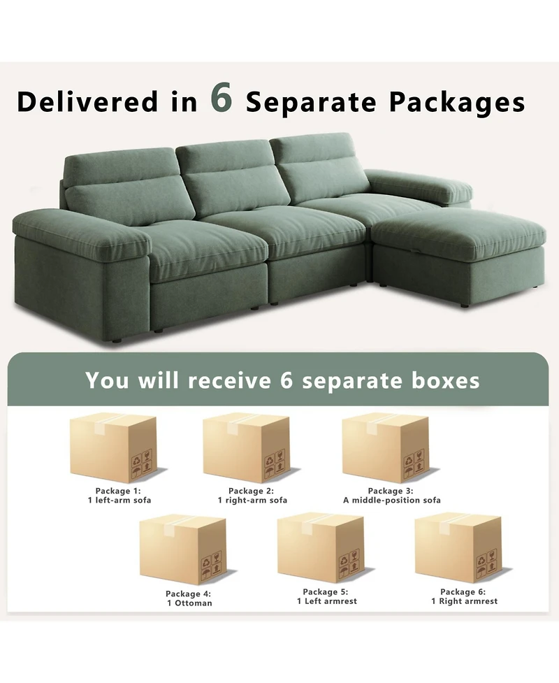 Streamdale Furniture + Modular Sofa + Down & Linen + Adjustable Back & Storage