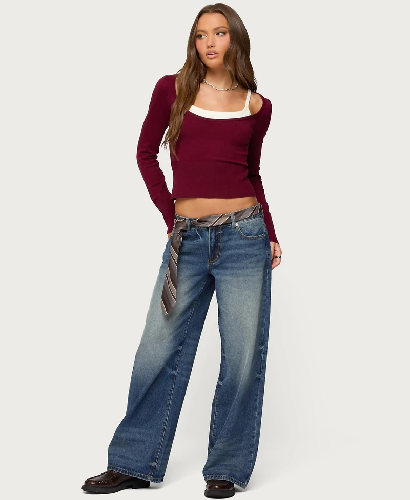 Edikted Women's Cecile Layered Long Sleeve Top