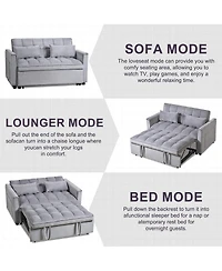 3-in-1 Pull-Out Sleeper Sofa Bed, Convertible Velvet Loveseat with Adjustable Backrest-Maison Boucle