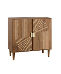 sumyeg Walnut Storage Cabinet with Line Groove Design