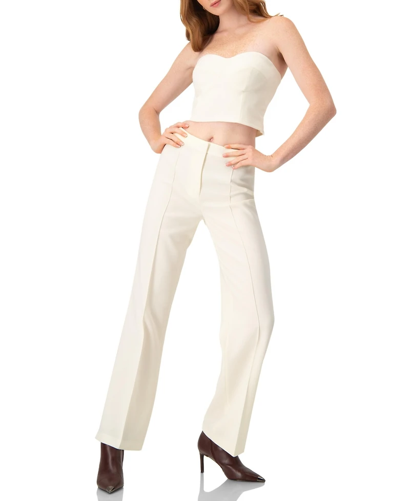 Ivonne Women's Solid Natural Tube Crop Top