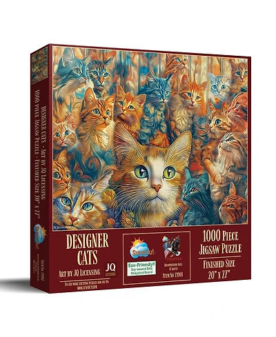 SunsOut Designer Cats 1000 piece Jigsaw Puzzle for Adults