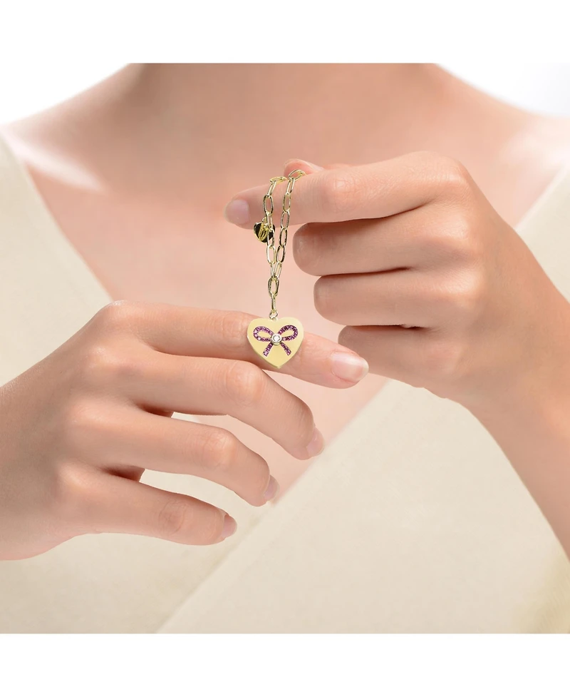 GiGiGirl Sterling Silver 14K Gold Plated Heart Paper Clip Chains Necklace