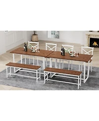 Streamdale Four-piece set table and chair with backrest, industrial style, solid structure