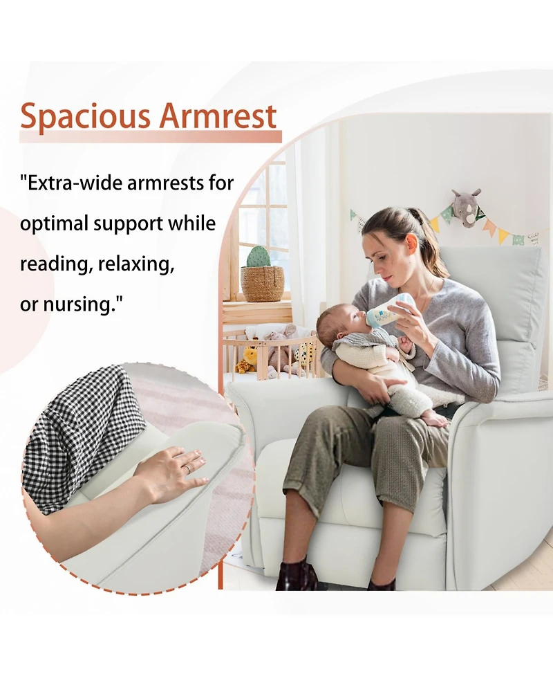 Streamdale Furniture Pu Leather Rocking Recliner Chair - Light Gray