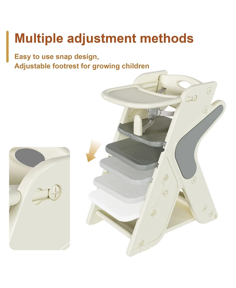 Streamdale Furniture Adjustable Highchair & Toddler Tower with 5-Point Harness