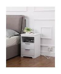 Streamdale Furniture Nightstand with Charging Station & 2 Drawers