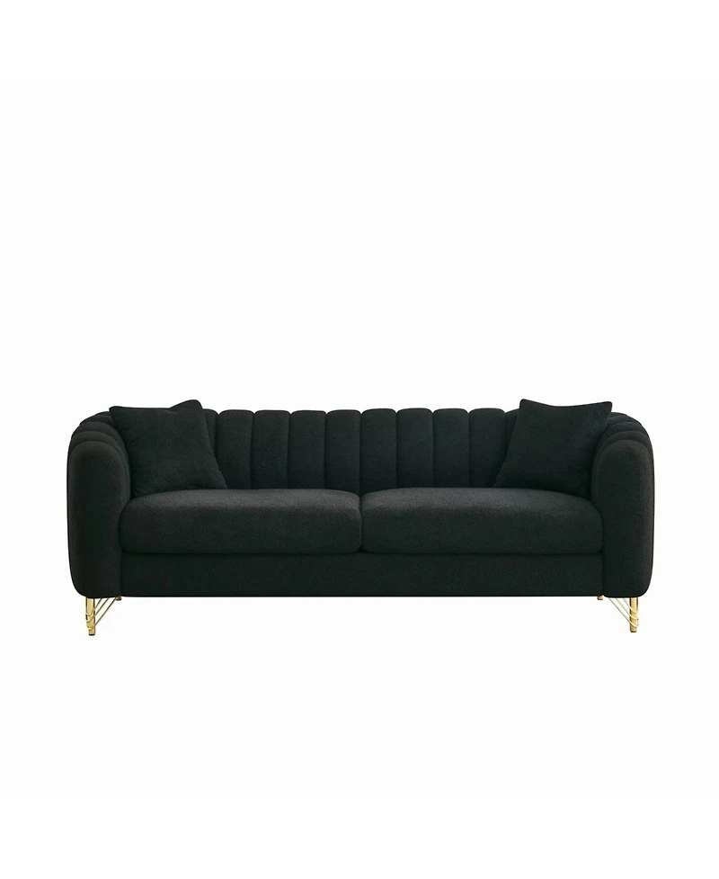 Streamdale Furniture 85" Chenille Sofa, 3 Seater Deep Couch, Tufted, Gold Legs