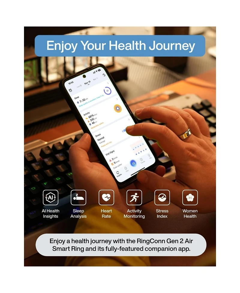 RingConn Gen 2 Air Size 9 Dune Gold 4859 Fitness Trackers