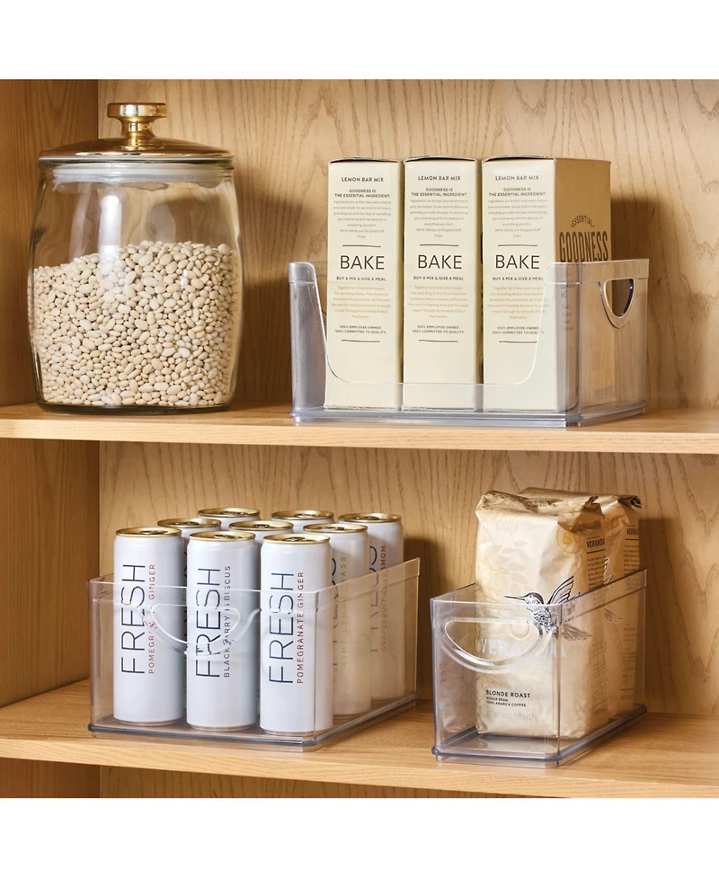 iDesign Stackable Pantry Storage Bin with Handles, Set of 4, Clear, Made in Usa