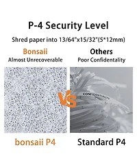 Bonsaii Micro Cut Shredder, Portable, 12-sheet, P-4 Security, 60-min run, Cd/Credit Card, Jam-Proof, 4.2 Gal Bin, White/Gray