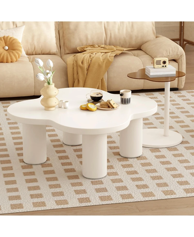 Streamdale Furniture Modern Irregular Coffee Table Set with Glass Top