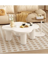 Streamdale Furniture Modern Irregular Coffee Table Set with Glass Top