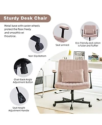 Streamdale Furniture Streamdale Pink Velvet Criss Cross Office Chair