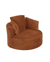 Streamdale Furniture Streamdale Corduroy Round Chair - Cushioned Backrest - Modern Comfort