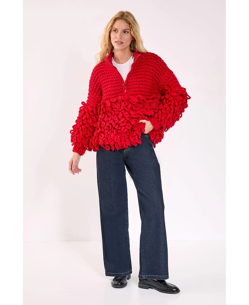 Nasty Gal Women's Loopy Quarter Zip Sweater