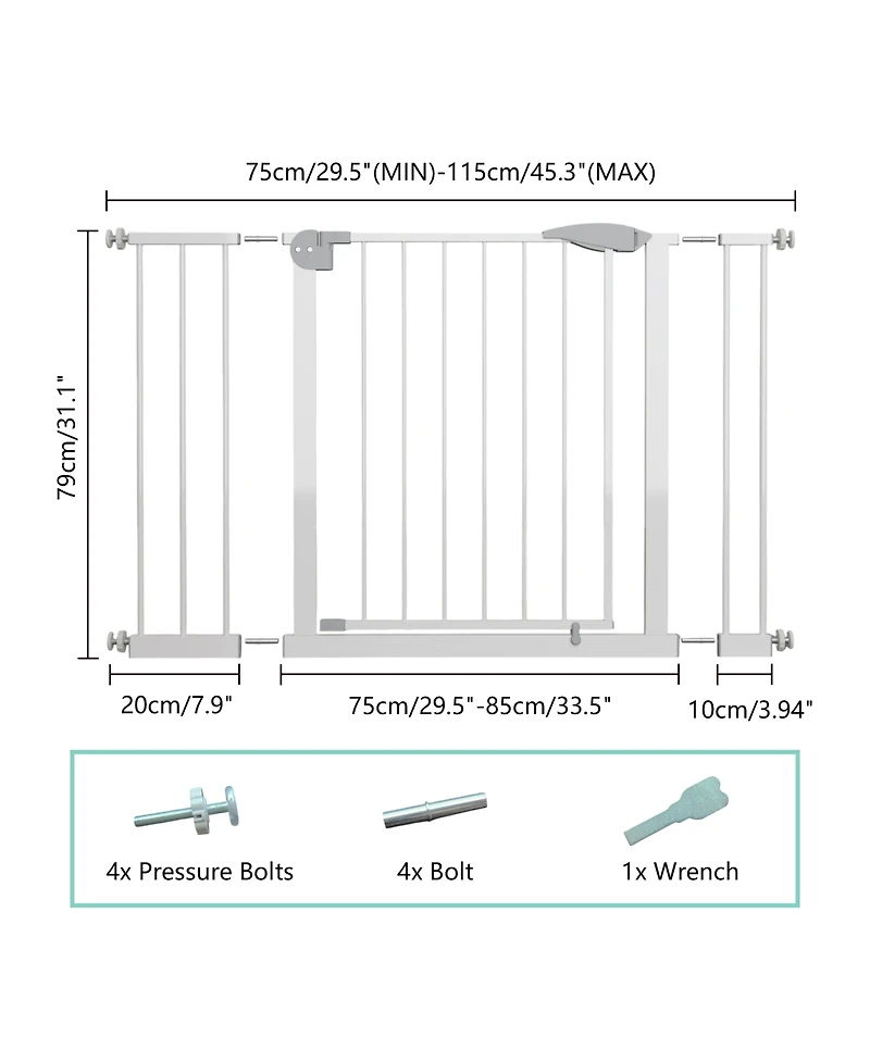 Streamdale Furniture 29.5-45.3" Wide, Pressure Mounted Baby Gate