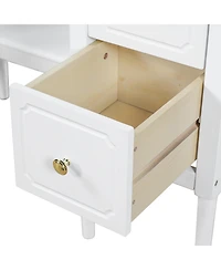 Streamdale Furniture Antique White Vanity Set with Triple Mirror & Stool