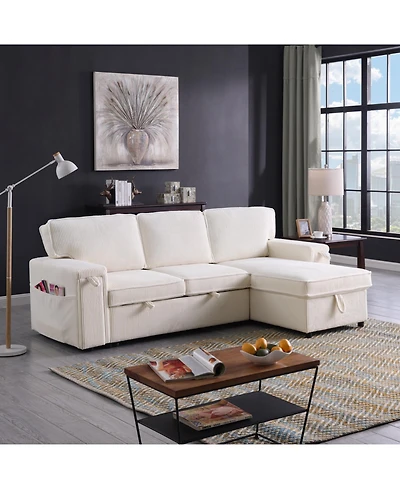 Streamdale Furniture Upholstery Sleeper Sectional Sofa with Storage Space