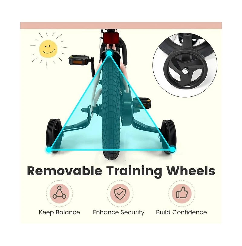 Hongge Kids Training Bike with Adjustable Seat Dual Brake System and Rubber Tires