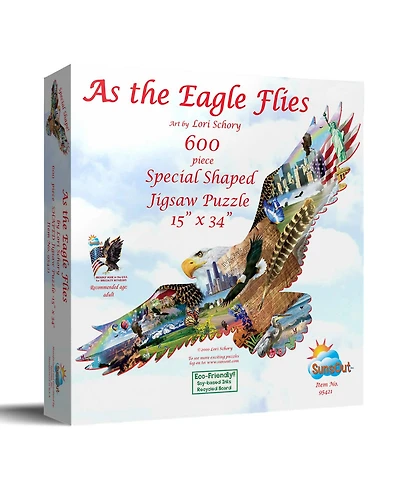 SunsOut As the Eagle Flies 600 piece Jigsaw Puzzle for Adults Special Shape Fourth of July