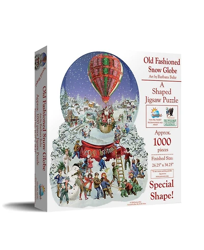 SunsOut Old Fashioned Snow Globe 1000 piece Jigsaw Puzzle for Adults Special Shape Christmas