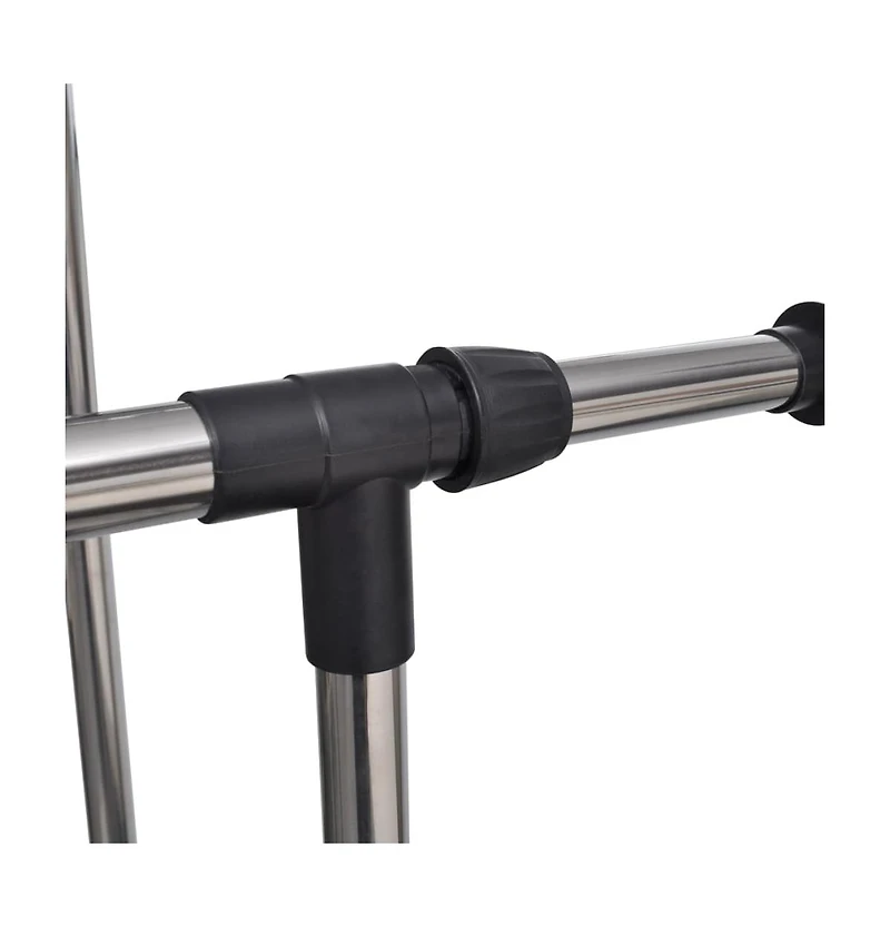 vidaXL Adjustable Clothes Rack 4 Castors 2 Hanging Rails