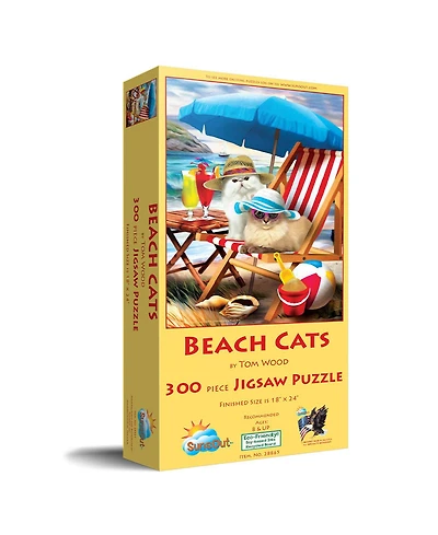 SunsOut Beach Cats 300 piece Jigsaw Puzzle for Adults