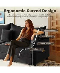 Maison Boucle 81.9'' Velvet Pull Out Sleeper Sofa Bed, 3-in-1 Convertible King Couch with Pillows, Modern Sofa for Living Room-Maison Boucle