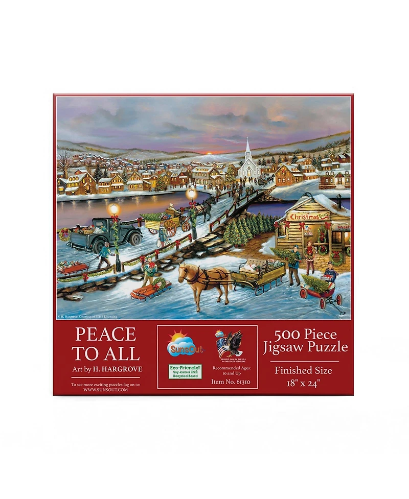 SunsOut Peace to All 500 piece Jigsaw Puzzle for Adults Christmas