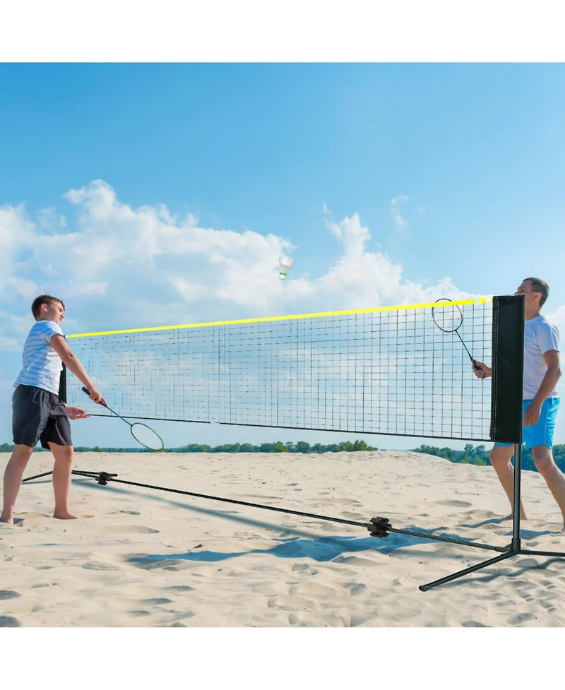 Mecale Adjustable Badminton and Volleyball Net, ft Foldable Pickleball Net with Poles, Stand and Carry Bag for Backyard Indoor Outdoor