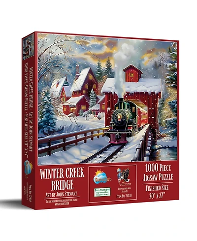 SunsOut Winter Creek Bridge 1000 piece Jigsaw Puzzle for Adults Christmas