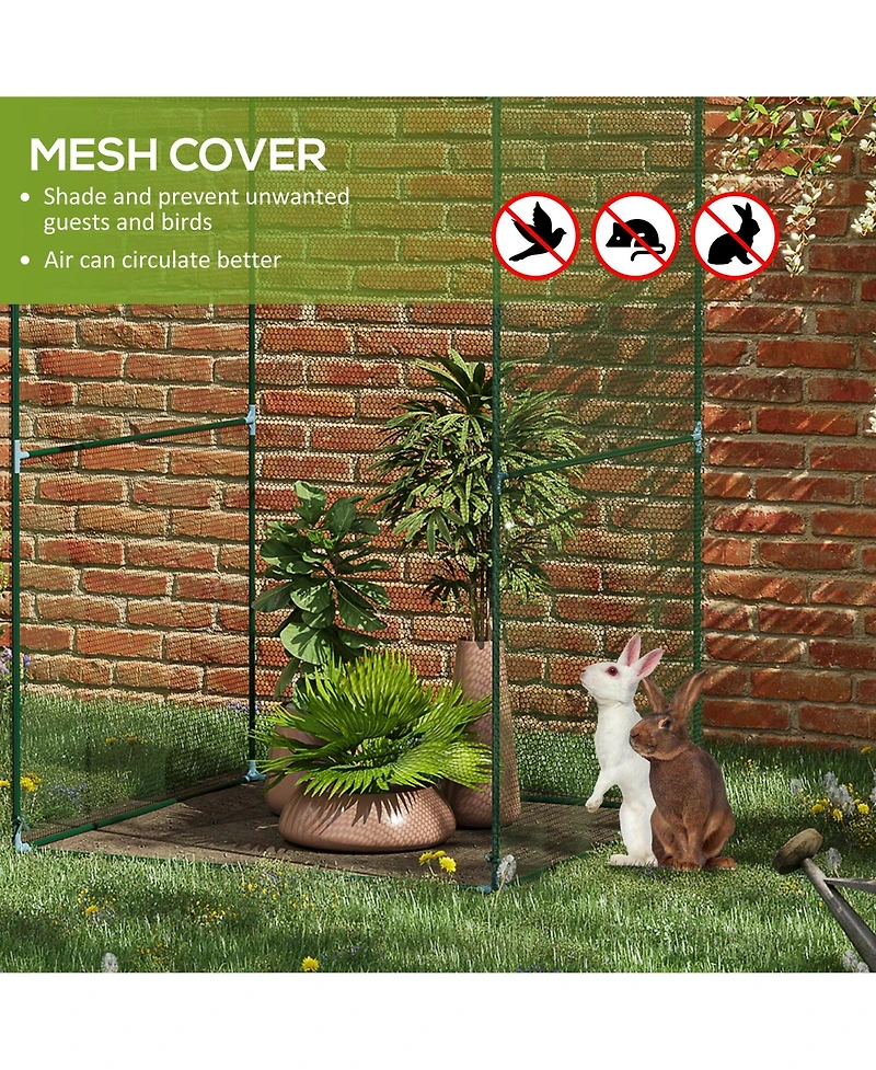 Outsunny 4' x 4' Walk-in Crop Cage, Plant Protectors with Door,