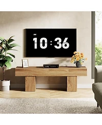 Tribesigns Tv Stand for Tvs up to 55 Inch, Farmhouse Entertainment Center, Light Wood Low TV Consoles