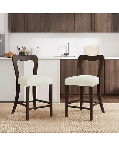 Streamdale Furniture Counter Stool Without Arm(dark brown+beige) Set of 2
