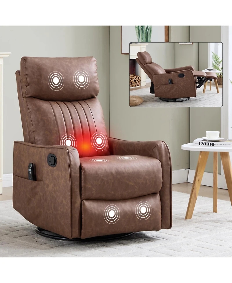 Streamdale Furniture Heat Massage Rocker Swivel Recliner