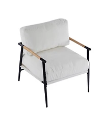 Streamdale Furniture Streamdale Modern Plush Chair Metal Frame, Wooden Armrests