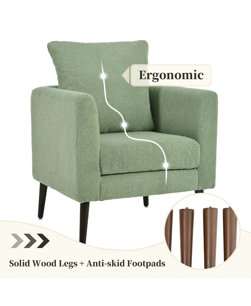 Streamdale Furniture Teddy Fabric Barrel Chair with Solid Wood Legs (Green)