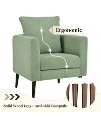Streamdale Furniture Teddy Fabric Barrel Chair with Solid Wood Legs (Green)